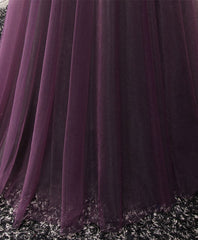 Purple Tulle Lace Off Shoulder Long Corset Prom Dress, Purple Evening Dress outfit, Evening Dresses Elegant Classy