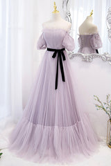 Purple Tulle Long A-Line Corset Prom Dress, Purple Evening Corset Formal Dress outfit, Beach Dress