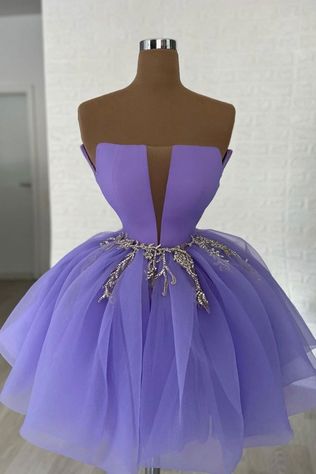 Purple Tulle Sequins Short A-Line Corset Prom Dress, Cute Corset Homecoming Party Dress Outfits, Dress Design