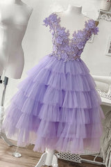 Purple tulle short Corset Prom dress, purple evening dress outfit, Homecoming Dresses Shop
