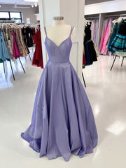 Purple v neck satin long Corset Prom dress, purple evening dress outfit, Prom Dresses Style
