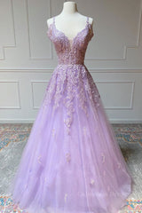 Purple v neck tulle lace long Corset Prom dress purple lace Corset Formal dress outfit, Prom Dress Trends For The Season