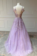 Purple v neck tulle lace long Corset Prom dress purple lace Corset Formal dress outfit, Prom Dresses Different