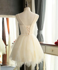Cute A Line Tulle Round Neck Mini Corset Prom Dress, Evening Dress outfit, Formal Dresses Modest