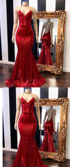 Red Halter Sequins Sparkle Evening Gowns Sexy Mermaid Dresses Long Maxi Dress outfit, Prom Dress Elegent