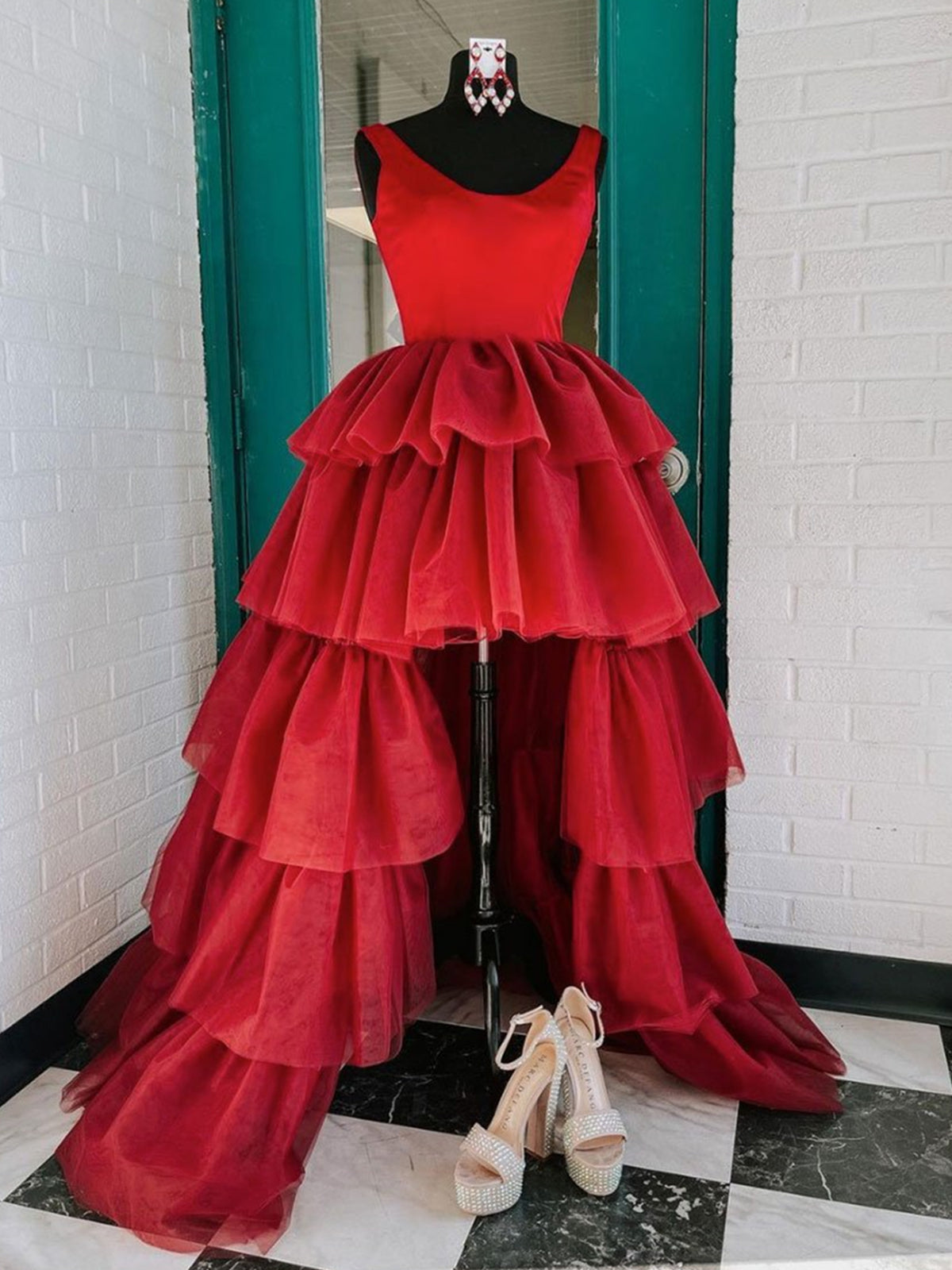 Red High Low Corset Prom Dresses, Red High Low Corset Formal Evening Dresses outfit, Formal Dress Shop