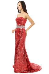 Red mermaid Sequins Sweetheart With Crystal Corset Bridesmaid Dresses outfit, Non Traditional Wedding Dress