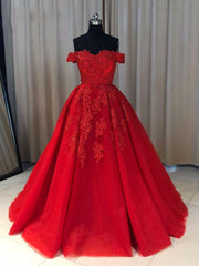 Red Off Shoulder Gorgeous Corset Prom Dress, Lovely Corset Formal Gowns , Party Dresses outfit, Prom Dress Store