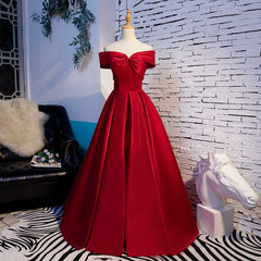 Red Off Shoulder Satin A-line Sweetheart Long Corset Prom Dress, Red Long Evening Dress Corset Formal Dress outfit, Bridesmaid Dress Beach