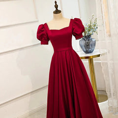 Red Puff Sleeve Corset Prom Dress / Red Corset Bridesmaid Dress / Victorian Dress outfits, Gown Dress
