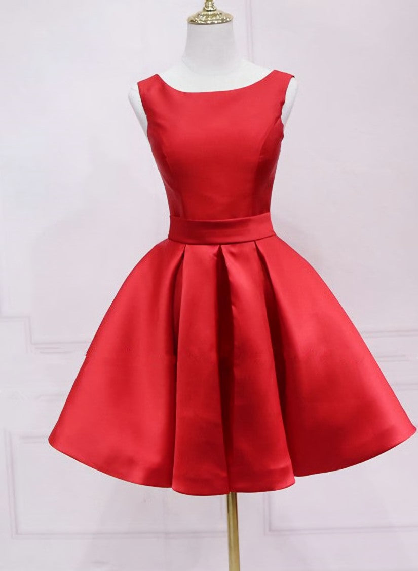 Red Satin Short Simple Backless Party Dress, Red Corset Homecoming Dress outfit, Party Dress Outfits Ideas