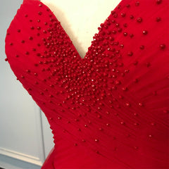 Red Sweetheart Straps Long Corset Ball Gown Evening Dress, Red Tulle Corset Prom Dress outfits, Party Dresses Night Out