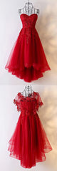 Red Sweetheart Tulle High Low Corset Homecoming Dress , Red Party Dress Outfits, Homecoming Dress Tights