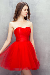 Red Sweetheart Tulle Short Mini Corset Homecoming Dresses outfit, Prom Dress Inspiration