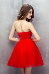Red Sweetheart Tulle Short Mini Corset Homecoming Dresses outfit, Party Dresses