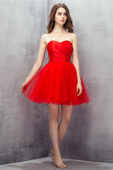 Red Sweetheart Tulle Short Mini Corset Homecoming Dresses outfit, Party Dress Long Sleeve Maxi
