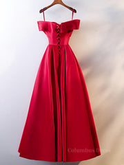 Red Tea Length Corset Prom Dresses, Red Tea Length Corset Formal Corset Bridesmaid Dresses outfit, Simple Prom Dress