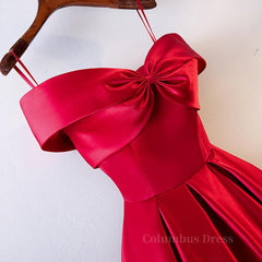 Red Tea Length Corset Prom Dresses, Red Tea Length Corset Formal Corset Bridesmaid Dresses outfit, Midi Dress