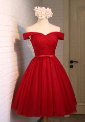 Red Tulle Short Corset Prom Dresses,A-Line Semi Corset Formal Dress outfit, Bridesmaid Dresses Blushes