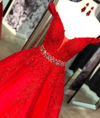 Red v neck tulle lace long Corset Prom dress, red tulle evening dress outfit, Champagne Prom Dress