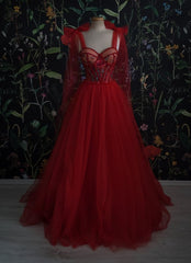Red Velvet Corset Prom Dress Tulle Evening Gowns outfit, Party Dress Teen
