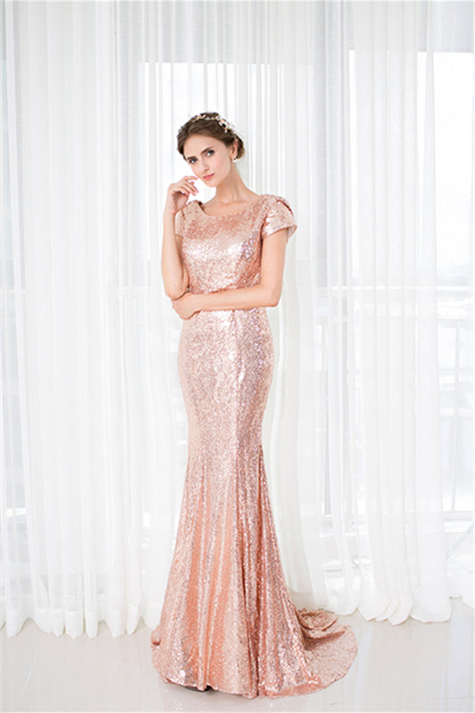 Rose Gold Sequin Mermaid Corset Prom Dresses outfit, Party Dresses Short Clubwear