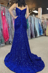Royal Blue Beaded Sparkly Mermaid Corset Corset Prom Dress outfits, Royal Blue Beaded Sparkly Mermaid Corset Prom Dress