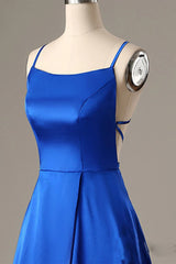 Royal Blue Halter Backless A Line Corset Prom Dress outfits, Royal Blue Halter Backless A Line Prom Dress