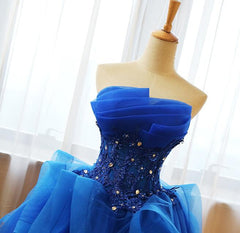 Royal Blue Knee Length Party Dress with Applique, Short Corset Prom Dress outfits, Pretty Prom Dress
