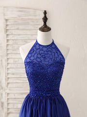 Royal Blue Satin Beads Short Corset Prom Dress Blue Corset Homecoming Dress outfit, Little Black Dress