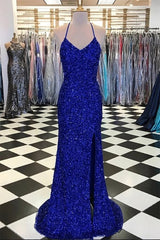 Royal Blue Sequin Mermaid Corset Prom Dress outfits, Royal Blue Sequin Mermaid Prom Dress