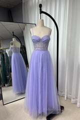 Royal Blue Straps Appliques A-line Tulle Long Corset Prom Dress outfits, Prom Dresses For Curvy Figure
