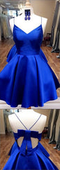 Royal Blue Straps Short Corset Homecoming Dress with Ribbon,Graduation Dresses outfit, Prom Dress Different