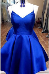 Royal Blue Straps Short Corset Homecoming Dress with Ribbon,Graduation Dresses outfit, Prom Dresses Green