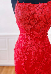 Red Lace Long Corset Prom Dresses, Mermaid Evening Dresses outfit, Party Dress Shop