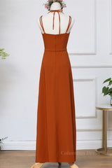 Rust Orange Wrap Corset Bridesmaid Dress outfit, Prom Dresses Brand