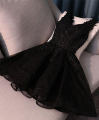 Black V Neck Lace Short Corset Prom Dress, Corset Homecoming Dresses, Corset Homecoming Dresses outfit, Prom Dress Beautiful