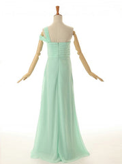 A-Line One Shoulder Floor Length Mint Green Corset Bridesmaid Dress outfit, Prom Dress Black Girl