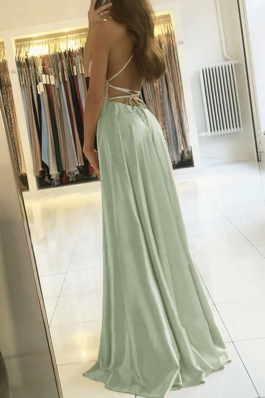 sage green Corset Prom dress outfits, Backless Prom Dress
