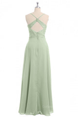 Sage Green Straps A-line Long Corset Bridesmaid Dress outfit, Bridesmaid Dresses Black