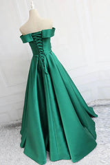 Satin A-line Off-the-Shoulder Evening Dresses,Elegant Long Corset Prom Dresses,Graduation Dress outfits, Prom Dresses Sale