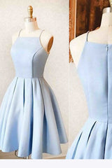 Satin Light blue Simple Short Corset Prom Dress,Mini Corset Homecoming dress for teens,Cocktail Dresses outfit, Prom Dress 2037