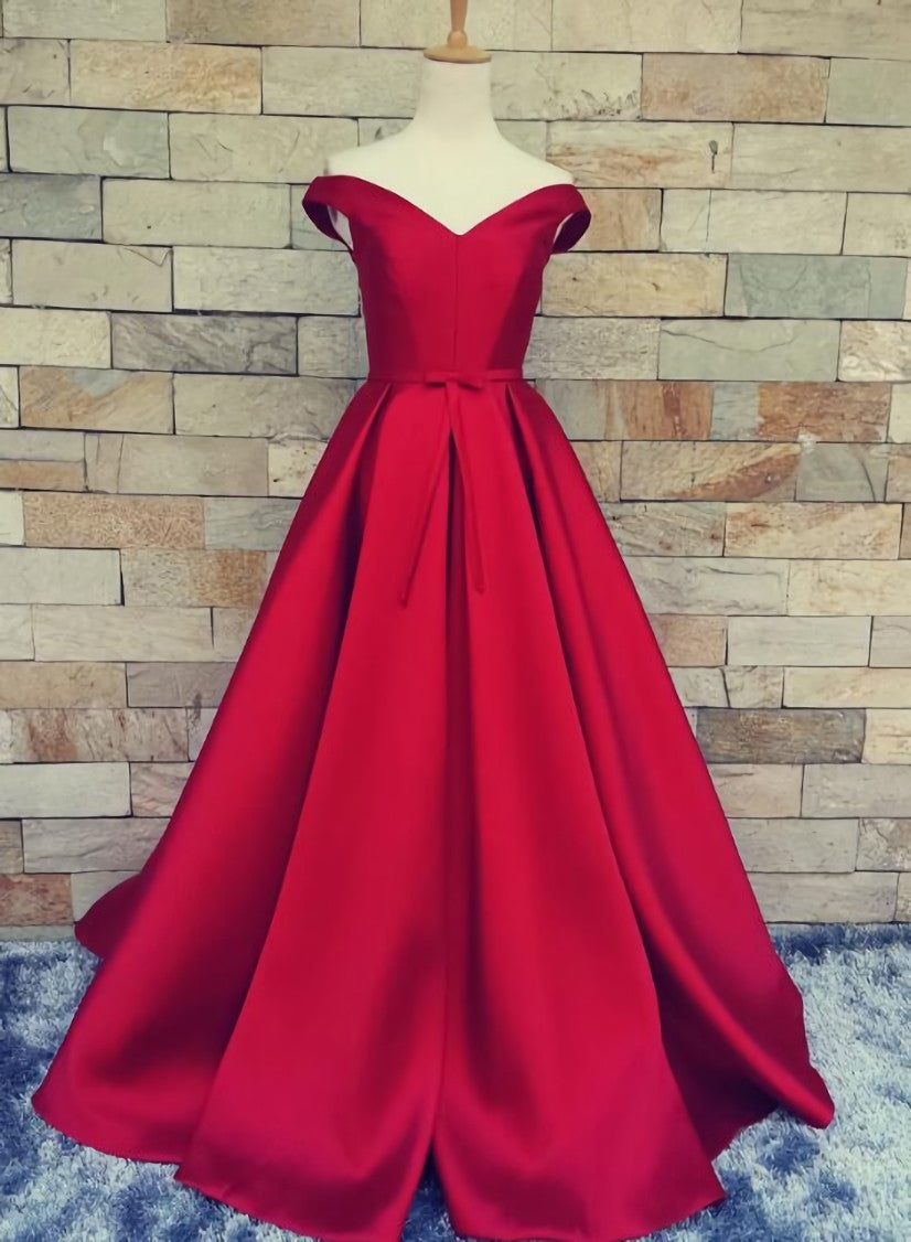 Satin Off the Shoulder Long Party Dress, Junior Corset Prom Dress outfits, Homecoming Dresses Elegant