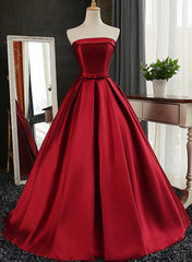 Satin Scoop Floor Length Corset Ball Corset Prom Dress , Dark Red Sweet 16 Gown outfit, Prom Dress Colors