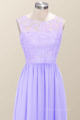 Scoop Lavender Lace and Chiffon Long Corset Bridesmaid Dress outfit, Homecoming Dresses For Girl