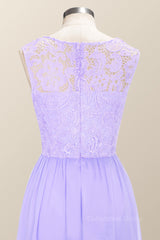 Scoop Lavender Lace and Chiffon Long Corset Bridesmaid Dress outfit, Homecoming Dresses For Girls