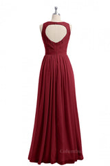 Scoop Wine Red A-line Lace and Chiffon Long Corset Bridesmaid Dress outfit, Wedding Photography
