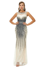 Sequin Bead Sleeveless High Neck Mermaid Corset Prom Dresses outfit, Prom Dresses V Neck