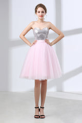 Sequin Lace & Tulle Sweetheart Neckline Short Length A-line Corset Bridesmaid Dresses outfit, Evening Dresses Fitted