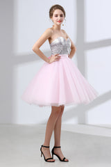 Sequin Lace & Tulle Sweetheart Neckline Short Length A-line Corset Bridesmaid Dresses outfit, Evening Dress Style